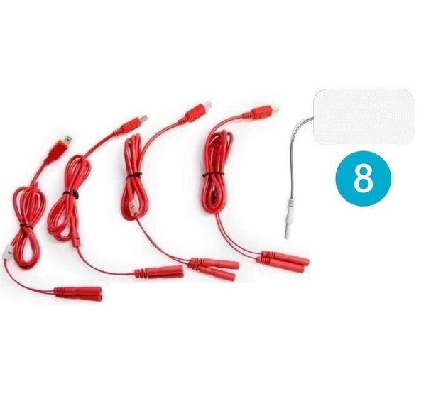 4 Câbles USB pour Electrostimulateur Musculaire Multisportpro Filaire Sport-Elec + 8 electrodes