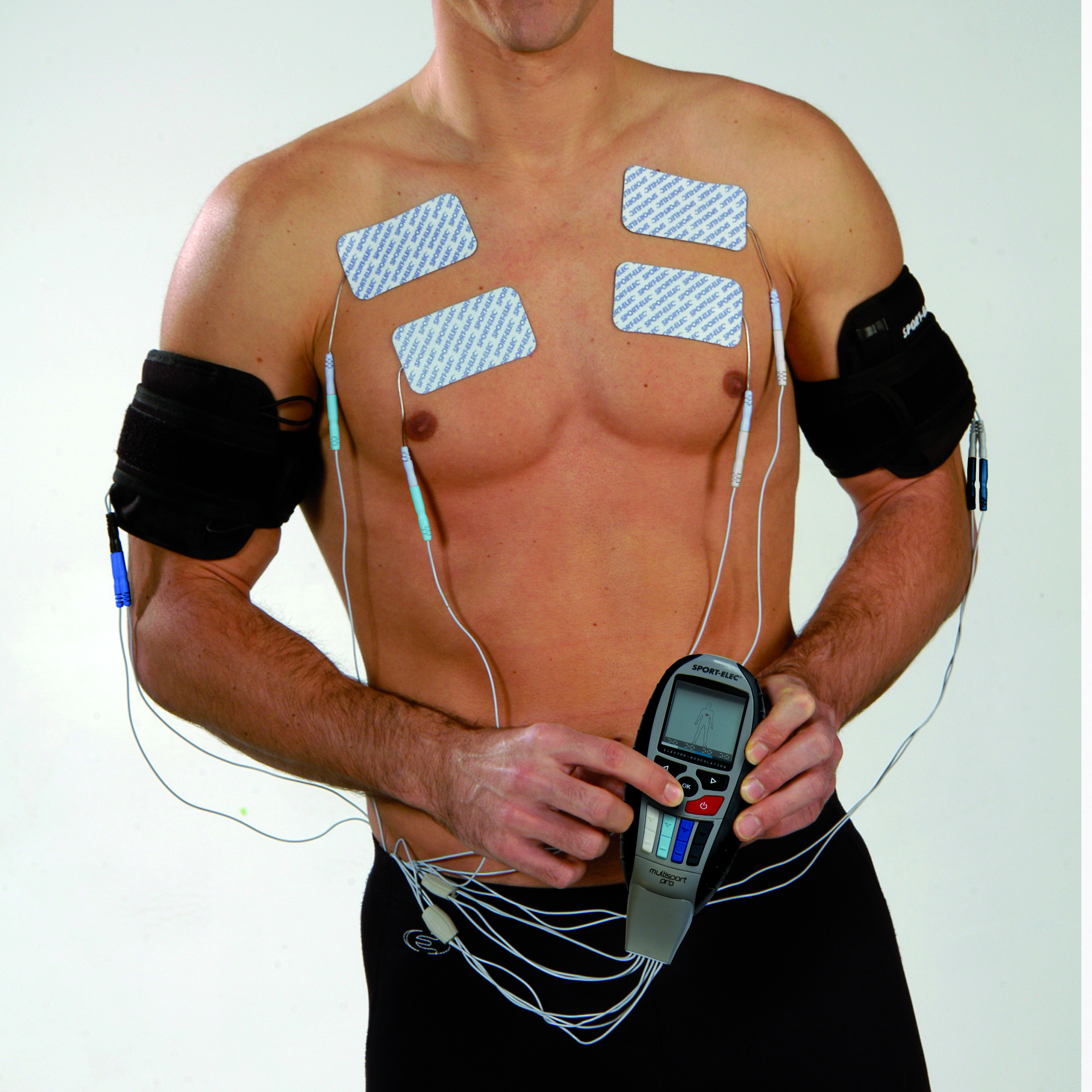 Electroestimulador muscular Multisport Pro Sport-Elec 4 canales 14  programas + Cinturón abdominal ergonómico - Electrotens