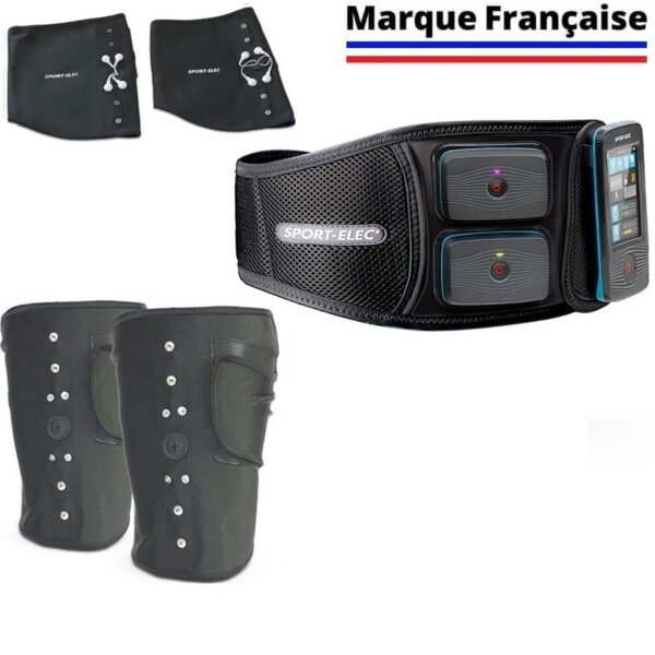 Electroestimulador muscular Free Action Sport-Elec Cinturón abdominal Force Max Brazaletes Perneras