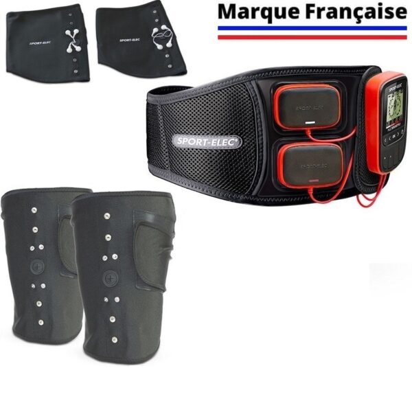 Electroestimulador muscular Multisport Pro Sport-Elec Cinturón abdominal Force Max Brazaletes Perneras